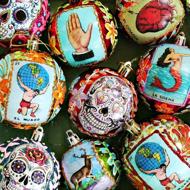Christmas bauble frames colour sparklebox Vintage Mexican Homemade Ornaments | AllFreeChristmasCrafts.com