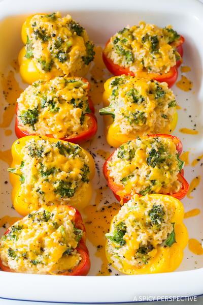 Cheesy Broccoli Rice Stuffed Peppers Cheesy Broccoli Rice Stuffed Peppers