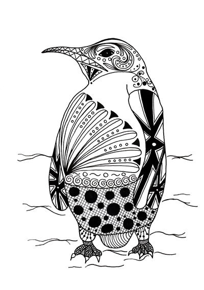 Intricate Penguin Adult Coloring Page Intricate Penguin Adult Coloring Page