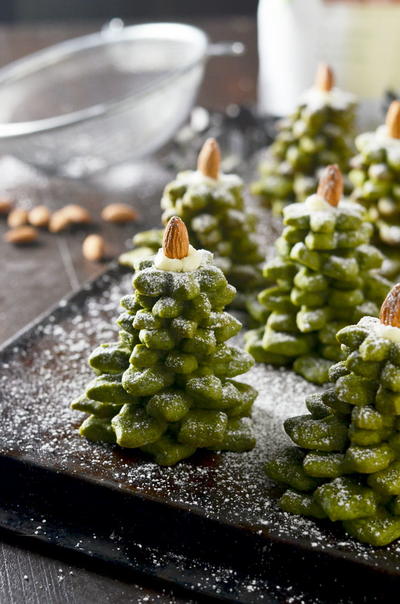 Matcha Cookie Christmas Tree Stacks Matcha Cookie Christmas Tree Stacks