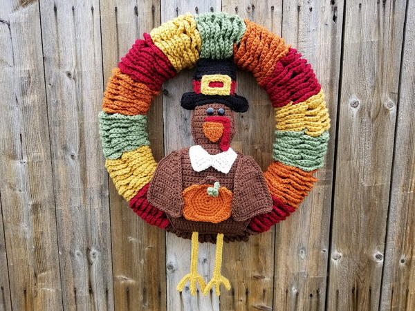 Colorful Thanksgiving Crochet Wreath Colorful Thanksgiving Crochet Wreath