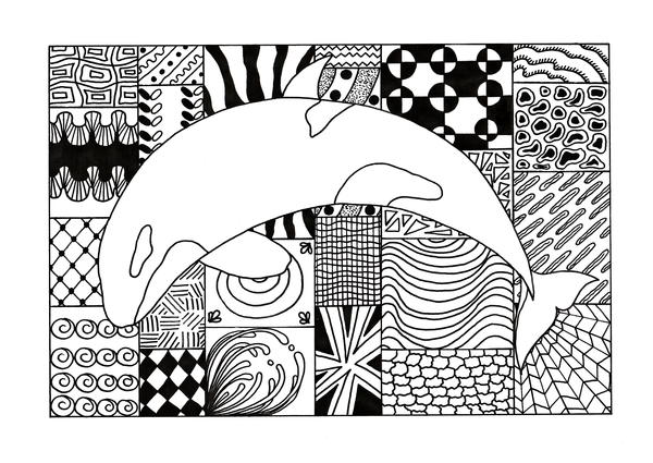 Zentangle Orca Adult Coloring Page Zentangle Orca Adult Coloring Page