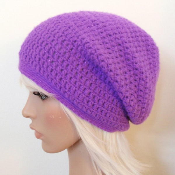 Purple Crochet Beanie Pattern Purple Crochet Beanie Pattern