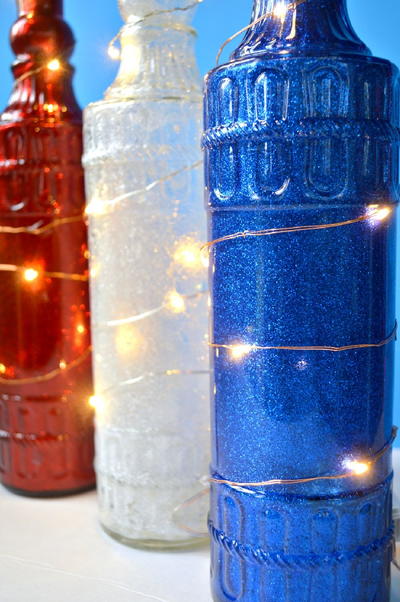 Dollar Store Glittery Bottle Lights Dollar Store Glittery Bottle Lights