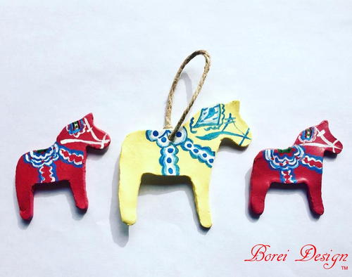 DIY Clay Swedish Dala Horse Ornaments DIY Clay Swedish Dala Horse Ornaments