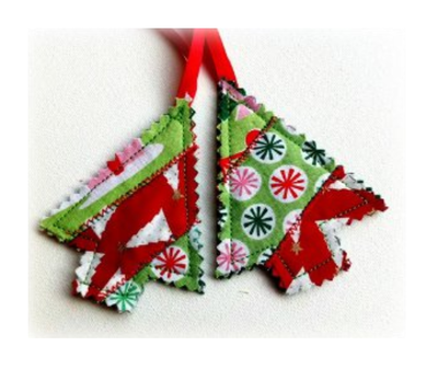 christmas ornaments tree fabric sewing scrappy quilted projects patchwork trees ornament quilt holiday crafts easy decorations tutorial craft diy patterns