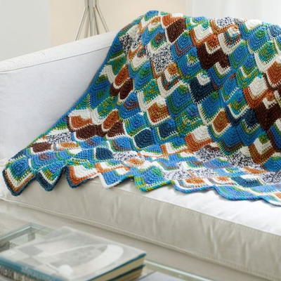 Fish Scales Tunisian Throw