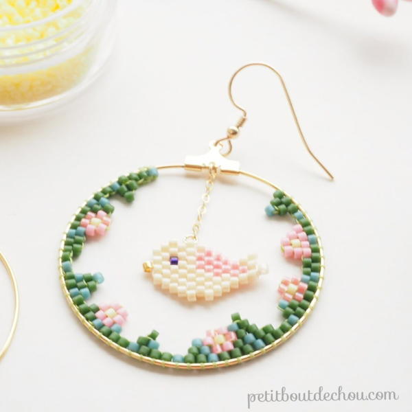Miyuki Spring Bird Earrings Miyuki Spring Bird Earrings