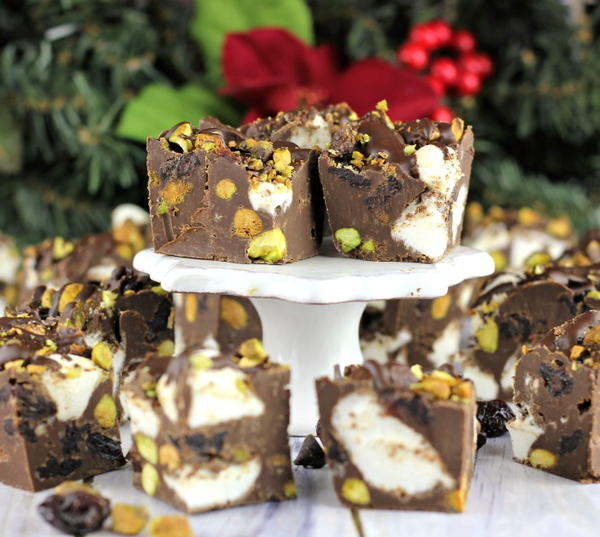 Chocolate Cherry Pistachio Rocky Road Fudge Chocolate Cherry Pistachio Rocky Road Fudge