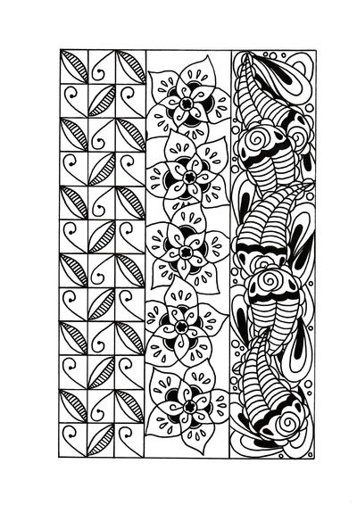 Three Shades of Zentangle Adult Coloring Page Three Shades of Zentangle Adult Coloring Page