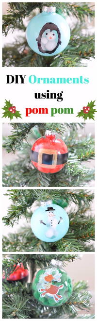 Reindeer Applesauce Cup DIY Pom Pom Ornaments