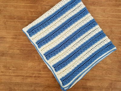 Denim and Ivory Crochet Lapghan