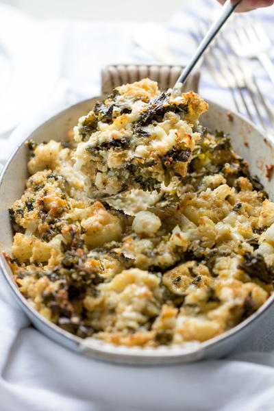 Cauliflower Casserole with Quinoa Kale and Sharp Cheddar