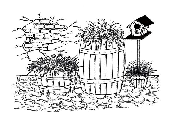 Scenic Garden Adult Coloring Page Scenic Garden Adult Coloring Page