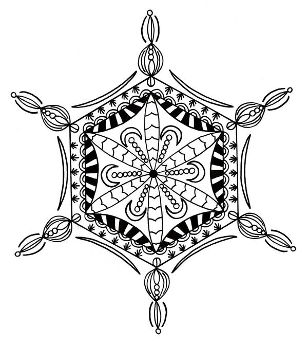 Bejeweled Snowflake Adult Coloring Page