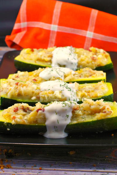 Perogy Zucchini Boat Perogy Zucchini Boat