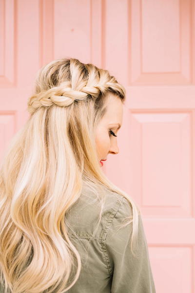 Romantic French Braid Half-Crown