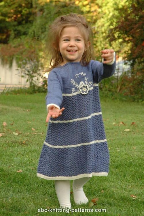 Knit Blue Porcelain Girls Lace Dress