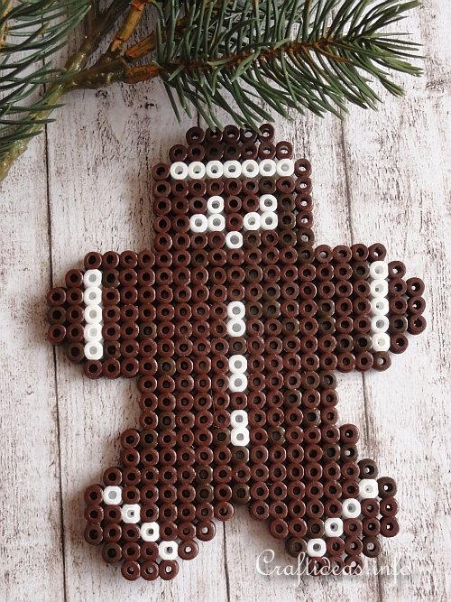 Perler Beads Gingerbread Man Ornament | AllFreeChristmasCrafts.com