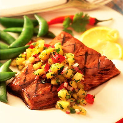 Grilled Ginger Salmon With Pineapple Chipotle Glaze
