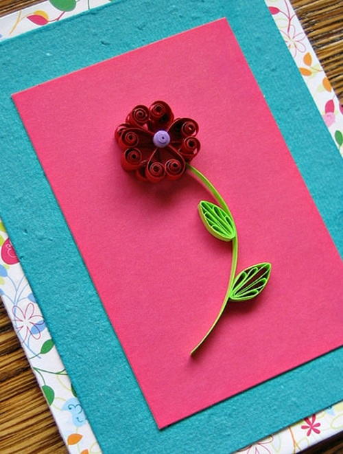 Lovely Quilled Heart Flower Card Lovely Quilled Heart Flower Card