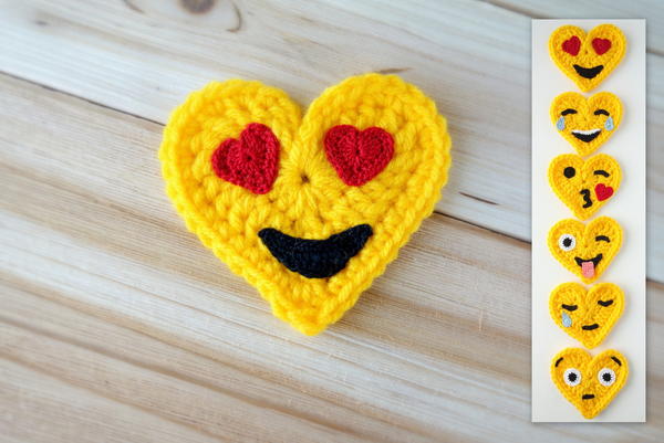 Crochet Emoji Valentines Heart Eyes Crochet Emoji Valentines – Heart Eyes