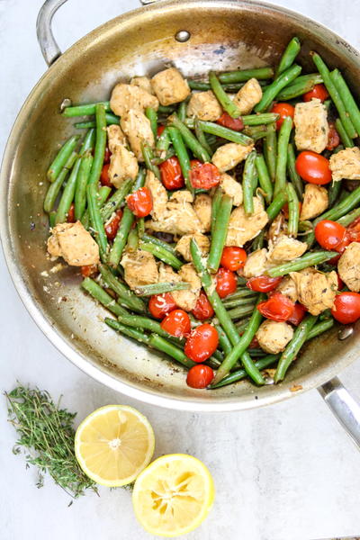 Skillet Chicken with Green Beans Tomatoes Skillet Chicken with Green Beans & Tomatoes