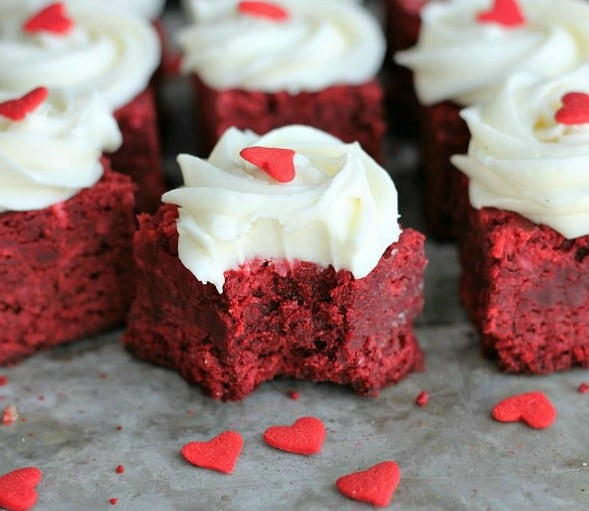 Mini Red Velvet Brownies Mini Red Velvet Brownies with Vanilla Bean Cream Cheese Frosting