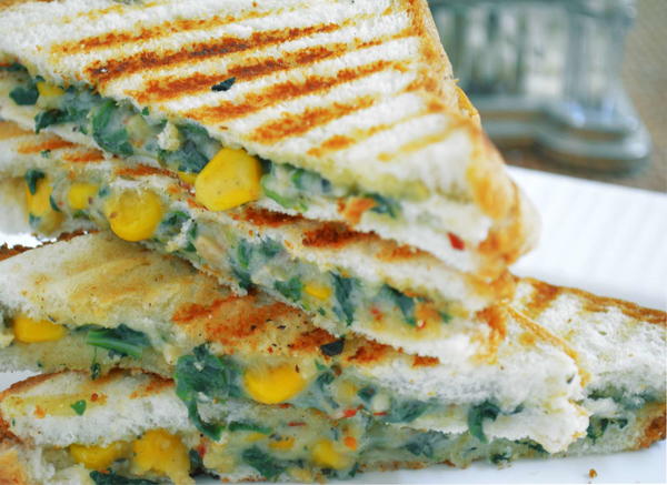 Spinach and Corn Sandwich