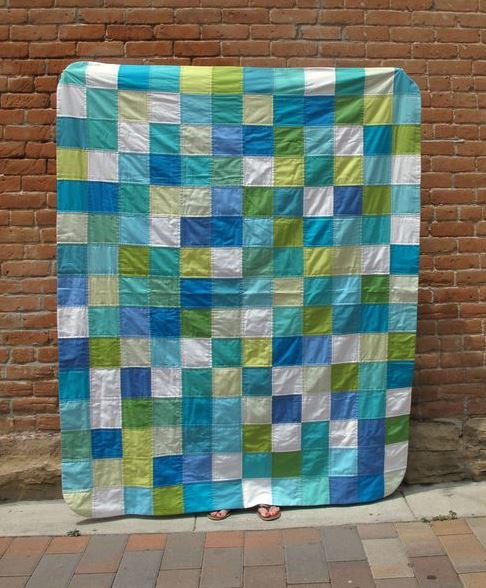 Cool Color Checkered Quilt Cool Color Checkered Quilt