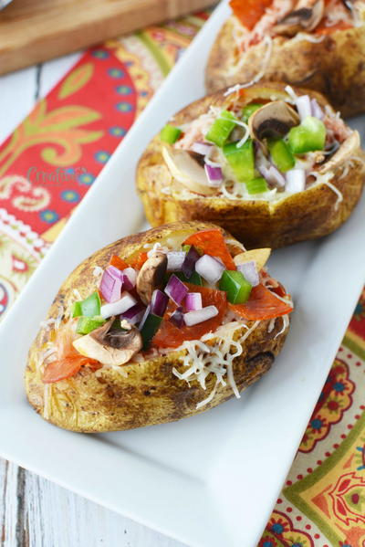 Pizza Stuffed Baked Potatoes Pizza Stuffed Baked Potatoes