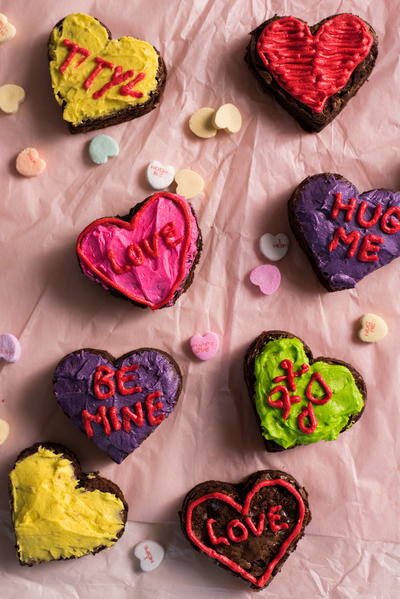 Conversation Hearts Brownies