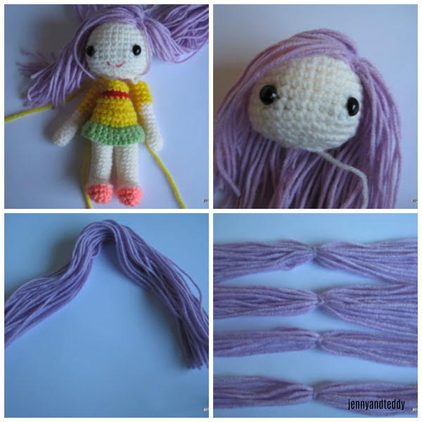How to Attach Hair to Amigurumi Doll How to Attach Hair to Amigurumi Doll