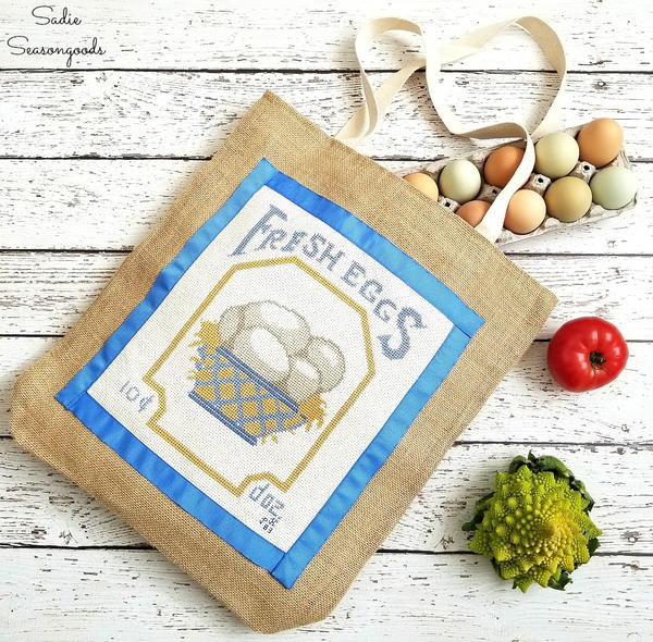 Vintage Cross-Stitch DIY Grocery Bag Vintage Cross-Stitch DIY Grocery Bag