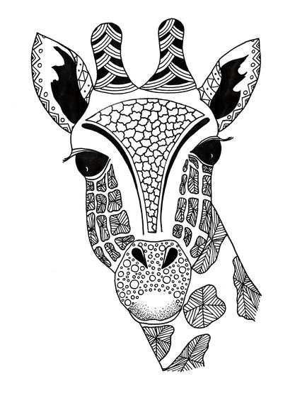 Zentangle Giraffe Printable Coloring Page Zentangle Giraffe Printable Coloring Page