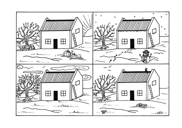 Four Seasons Country Cottage Coloring Page Four Seasons Country Cottage Coloring Page