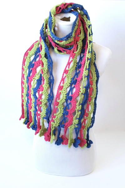 Flower Fringe Colorful Crochet Scarf Flower Fringe Colorful Crochet Scarf