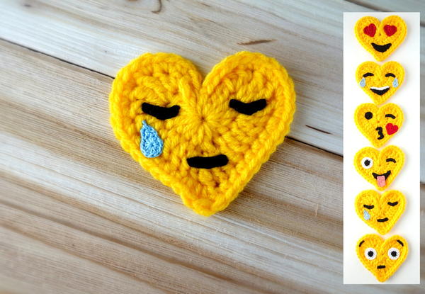 Crochet Emoji Valentines Crying Face Crochet Emoji Valentines – Crying Face