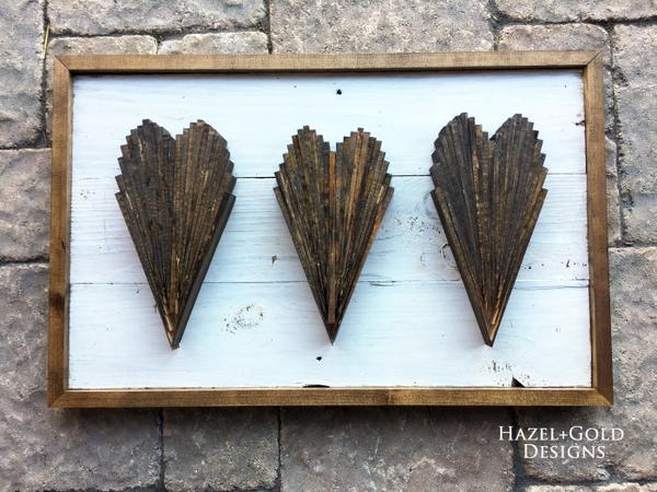 DIY Wood Shim Hearts Wall Art