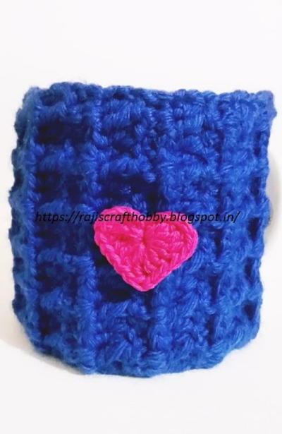 Waffle Stitch Mug Cozy with a Heart Applique Waffle Stitch Mug Cozy with a Heart Applique