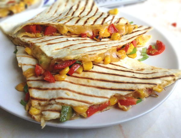 Grilled Cheese Corn and Sweet Pepper Quesadilla Grilled Cheese, Corn and Sweet Pepper Quesadilla
