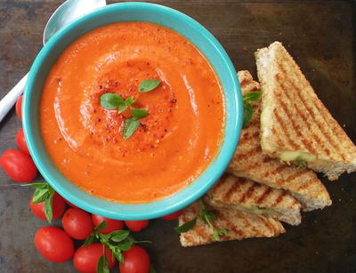 Spiced Tomato Soup with Grilled Sandwiches