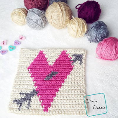 8" Tapestry Heart Afghan Square