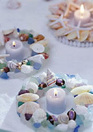 Beach and Seashell Glass Candle Rings