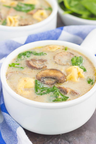 Creamy Mushroom and Spinach Tortellini Soup Creamy Mushroom and Spinach Tortellini Soup
