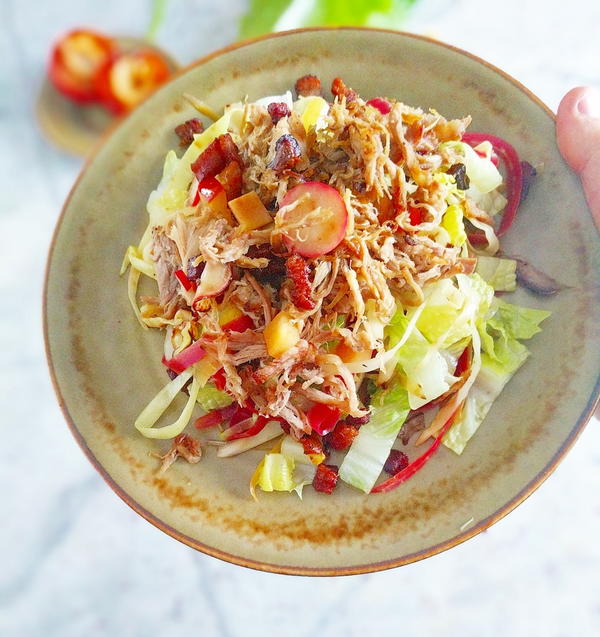 Slow Cooker Pulled Pork Salad Pulled Pork Salad with Crispy Maple Lardons