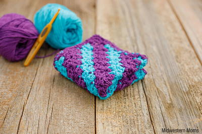 Mini C2C Stripe Crochet Dishcloth