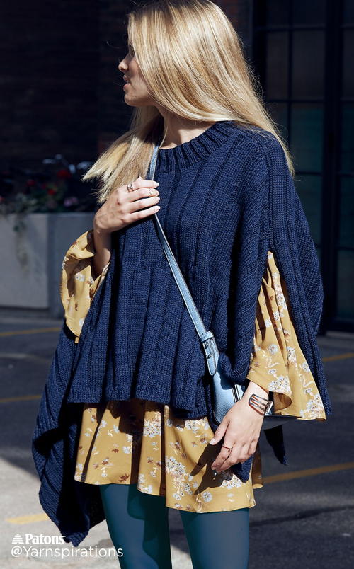 Reversible Ribbed Knit Poncho Reversible Ribbed Knit Poncho