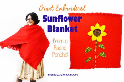 Giant Embroidered Sunflower Blanket