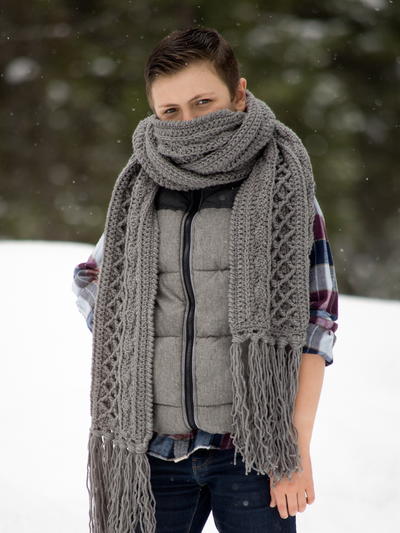 Snow Country Super Scarf, Unisex Crochet Pattern